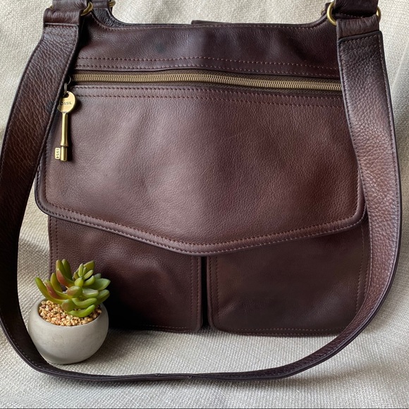 fossil leather shoulder bag